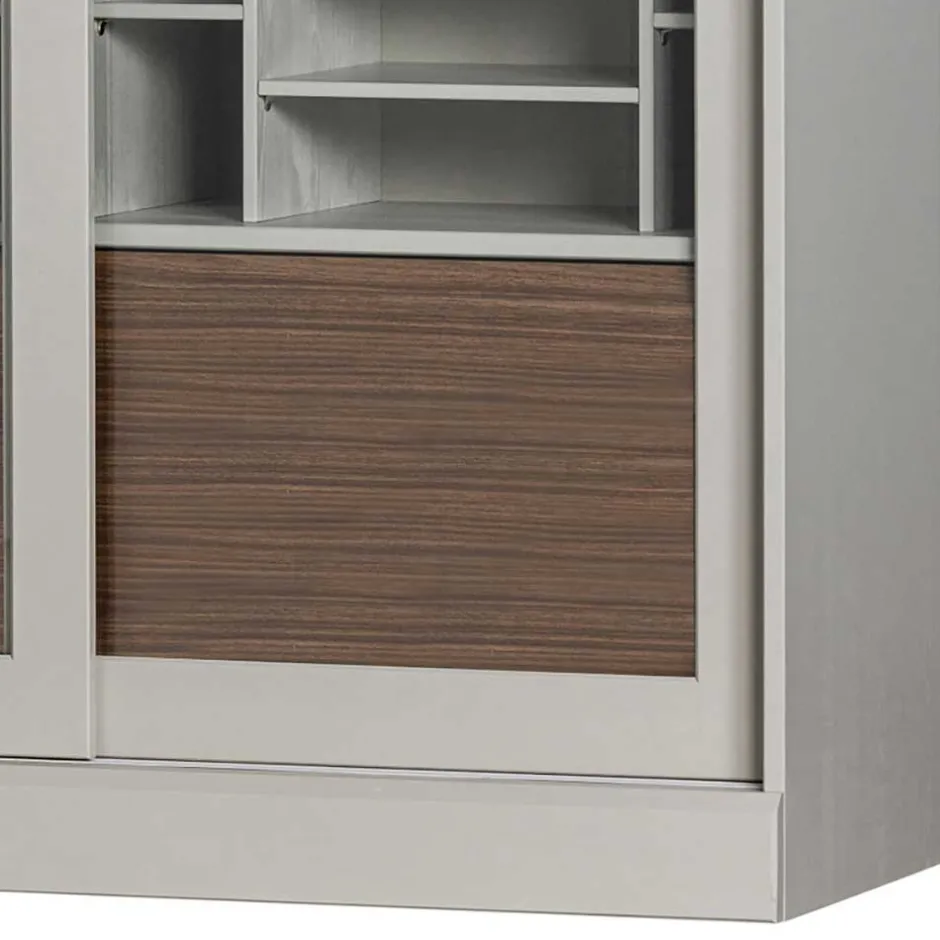 Wohnen Design Vitrinenschrank mit Glas-Schiebetüren - Cretasa