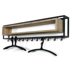 Wohnen Design Wandgarderobe aus Eiche & Stahl - Acke