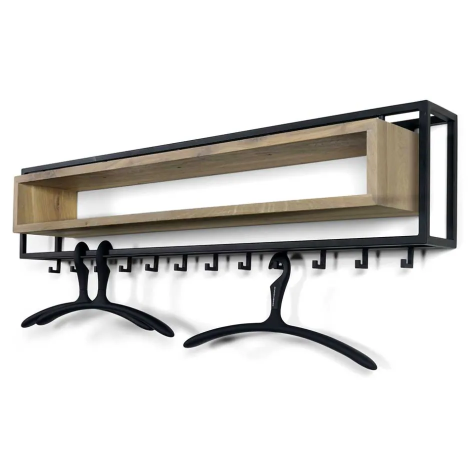 Wohnen Design Wandgarderobe aus Eiche & Stahl - Acke