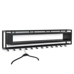 Wohnen Design Wandgarderobe mit Ablagefach in Schwarz - Acke I