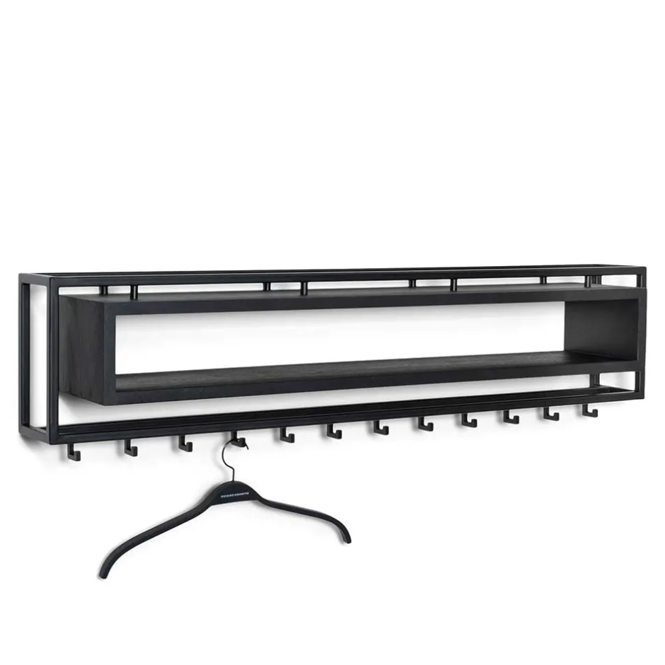 Wohnen Design Wandgarderobe mit Ablagefach in Schwarz - Acke I