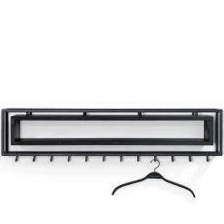 Wohnen Design Wandgarderobe mit Ablagefach in Schwarz - Acke I