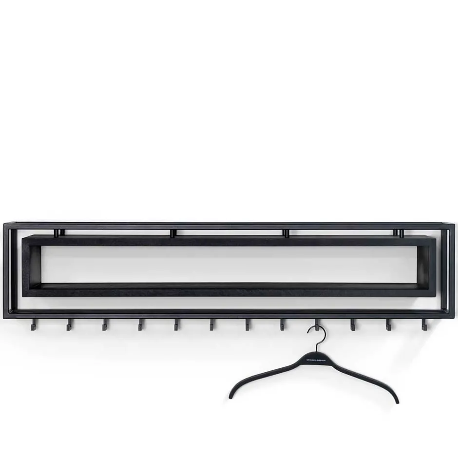 Wohnen Design Wandgarderobe mit Ablagefach in Schwarz - Acke I