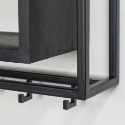 Wohnen Design Wandgarderobe mit Ablagefach in Schwarz - Acke I