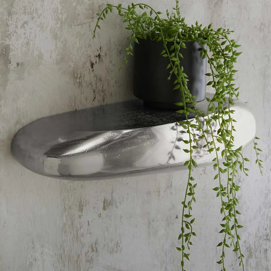 Wohnen Design Wandregal in Nickelfarben - Indrya