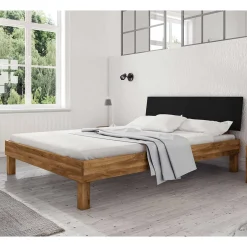 Wohnen Design Wildeichebett mit schwarzem Kopfteil - Olbysca I