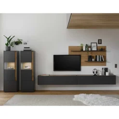 Wohnen Design Wohnwand als günstiges Set - Ahilav (fünfteilig)