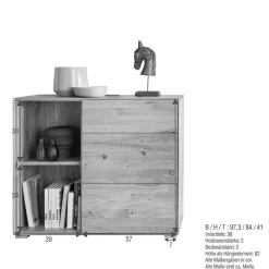 Wohnen Design Wohnwand aus Massivholz - Sinta (dreiteilig)