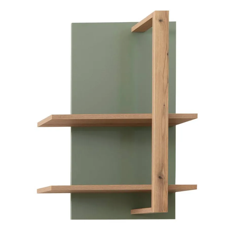 Wohnen Design Wohnwand in Graugrün und Eiche - Kwin (dreiteilig)