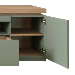 Wohnen Design Wohnwand in Graugrün und Eiche - Kwin (dreiteilig)