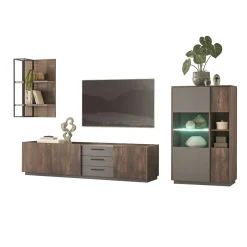 Wohnen Design Wohnwand Kombi modern - Mundo (dreiteilig)