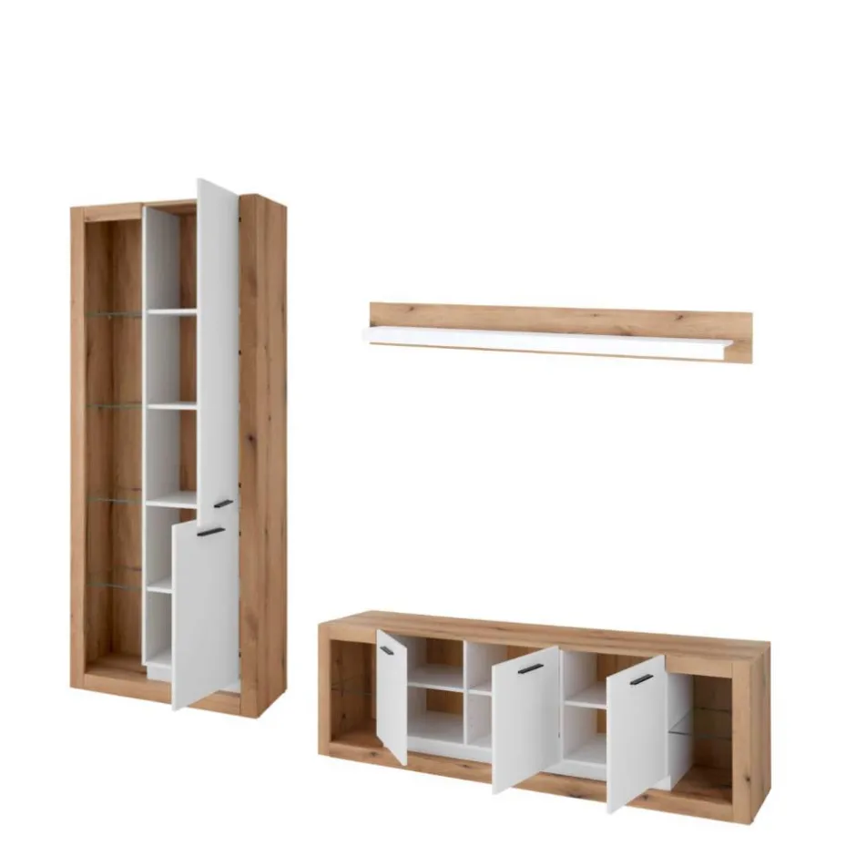 Design Wohnwand Set in Mattweiß - Adejano (dreiteilig)^Wohnen New