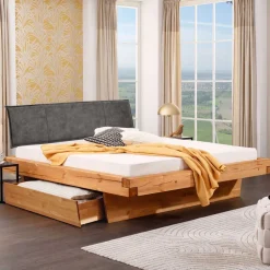 Wohnen Design-Balkenbett mit Polsterkopfteil - Kalastania