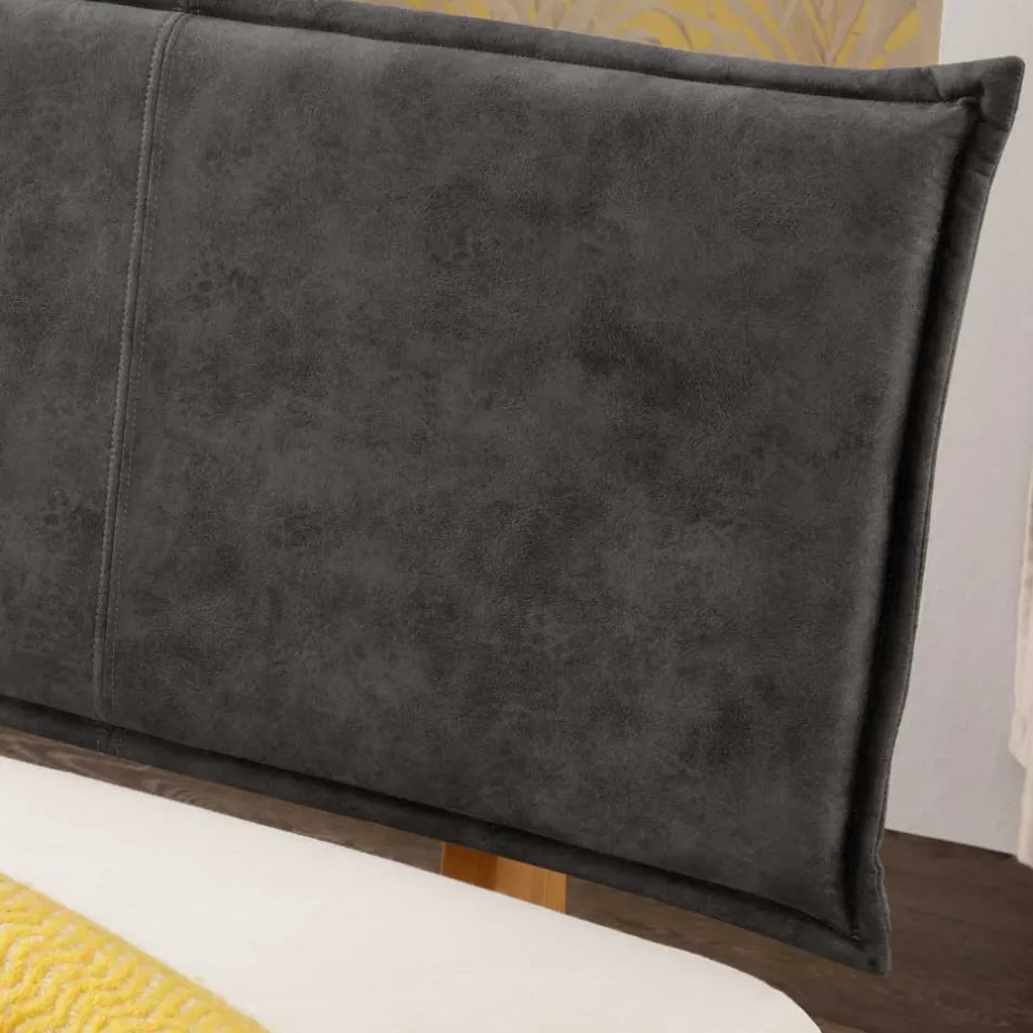 Wohnen Design-Balkenbett mit Polsterkopfteil - Kalastania