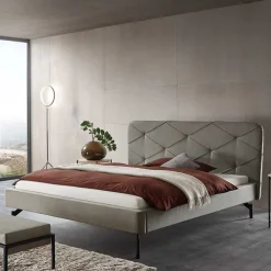 Wohnen Designbett in Anthrazit Webstoff - Raufy