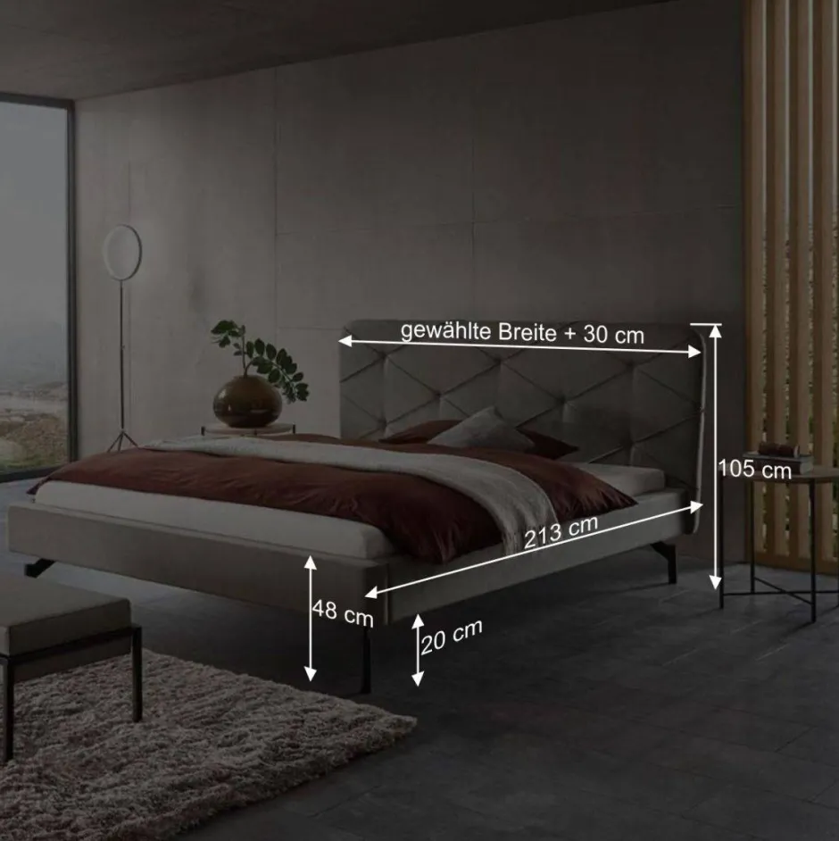 Wohnen Designbett in Anthrazit Webstoff - Raufy