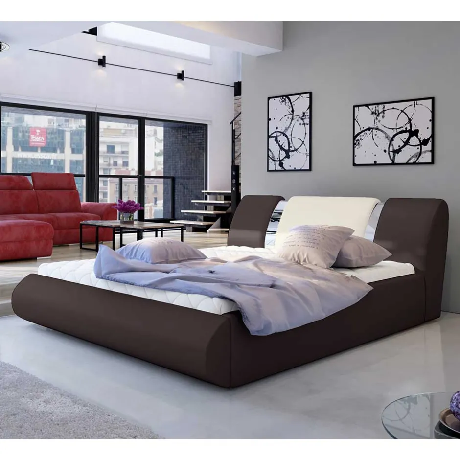 Designbett in Dunkelbraun mit Creme - Dyronna^Wohnen Best