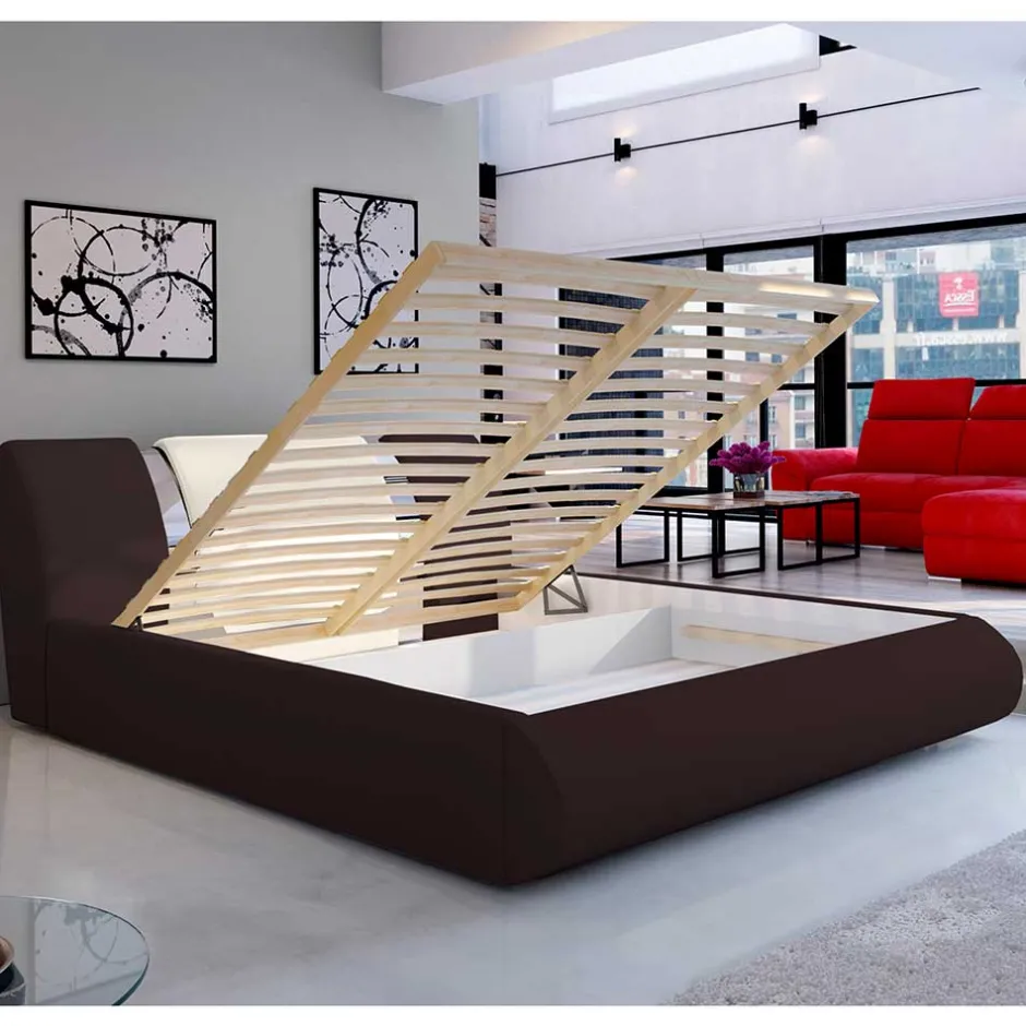 Designbett in Dunkelbraun mit Creme - Dyronna^Wohnen Best