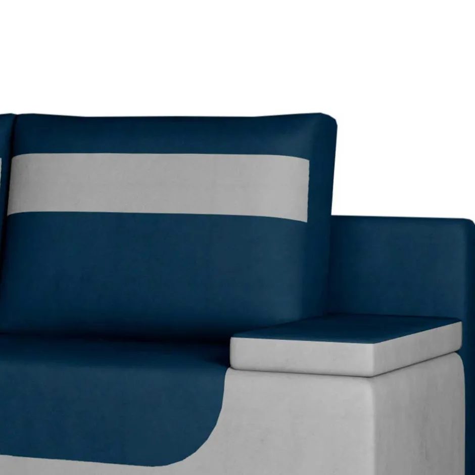 Wohnen Design-Bettcouch in Dunkelblau und Hellgrau - Brooks