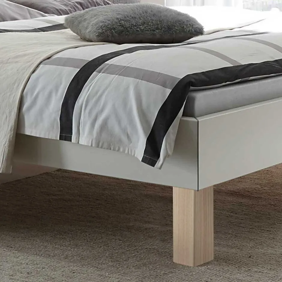 Design-Doppelbett in hellem Esche Dekor & Weiß - Ezianas^Wohnen Best