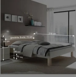 Design-Doppelbett in hellem Esche Dekor & Weiß - Ezianas^Wohnen Best