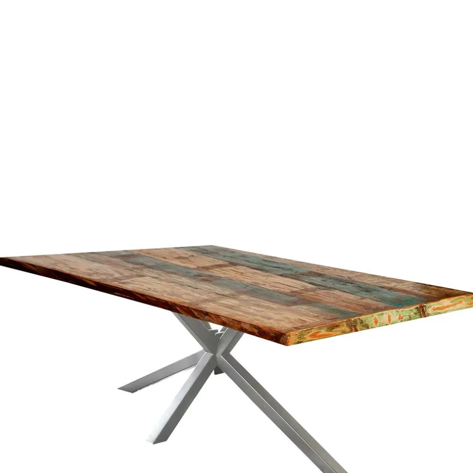 Wohnen Designer Altholz Esstisch in Mehrfarbig - Dembley