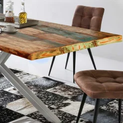Wohnen Designer Altholz Esstisch in Mehrfarbig - Dembley