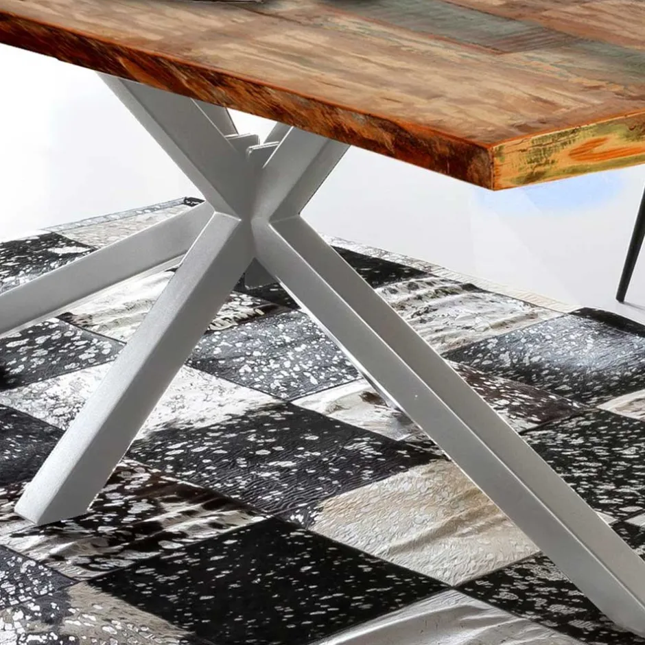 Wohnen Designer Altholz Esstisch in Mehrfarbig - Dembley