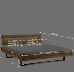 Wohnen Designer Balkenbett mit LED Beleuchtung - Syrecs