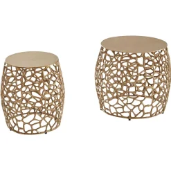 Wohnen Designer Beistelltische aus Alu in Gold - Parakou (zweiteilig)