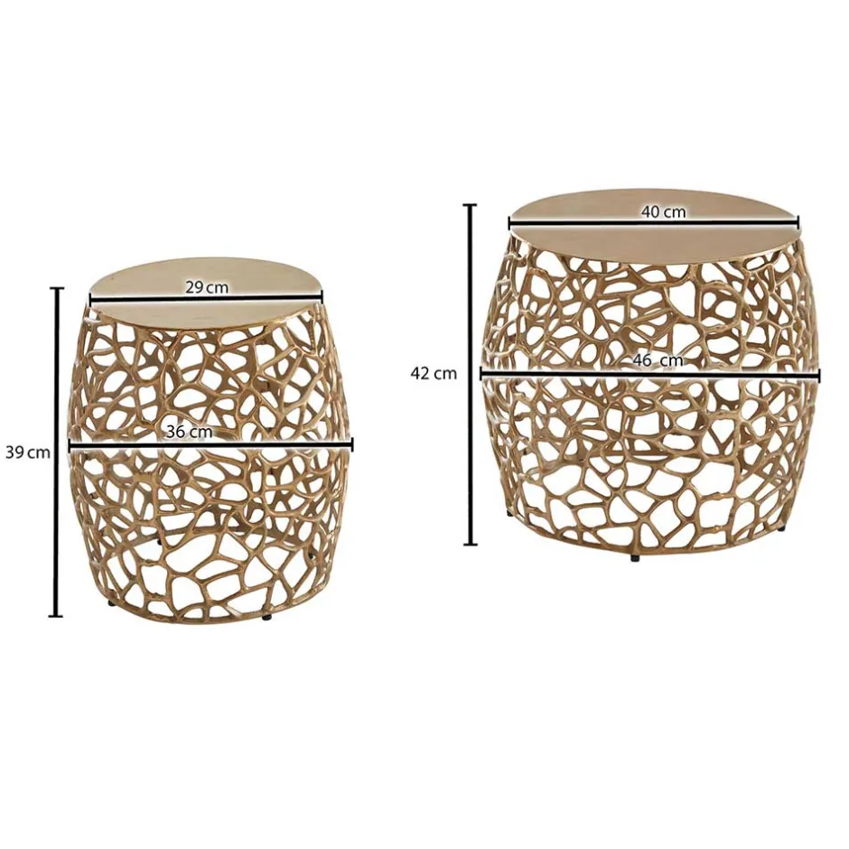 Wohnen Designer Beistelltische aus Alu in Gold - Parakou (zweiteilig)