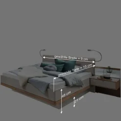 Wohnen Designer Doppelbett & Nachttische - Crascanu (dreiteilig)