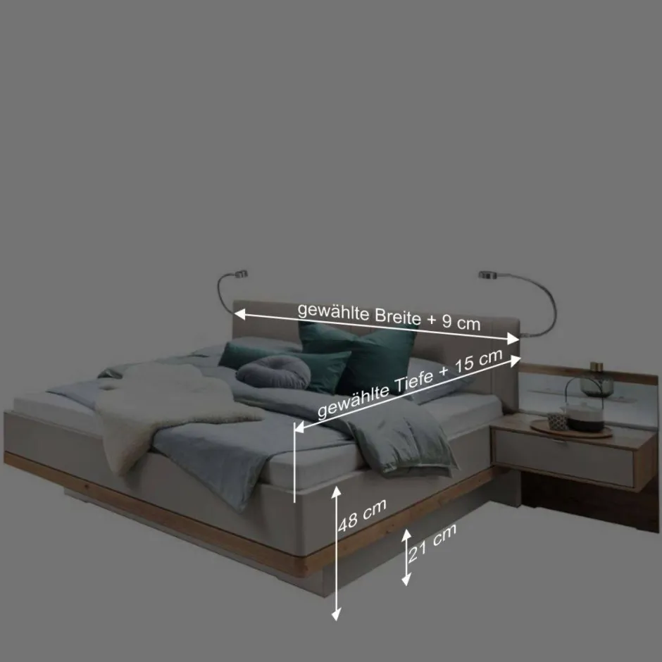 Wohnen Designer Doppelbett & Nachttische - Crascanu (dreiteilig)