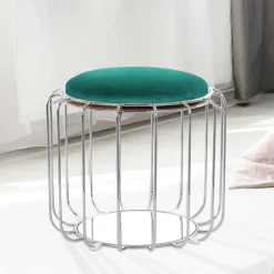 Wohnen Designer Hocker in Grün Samt - Mundary