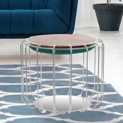 Wohnen Designer Hocker in Grün Samt - Mundary