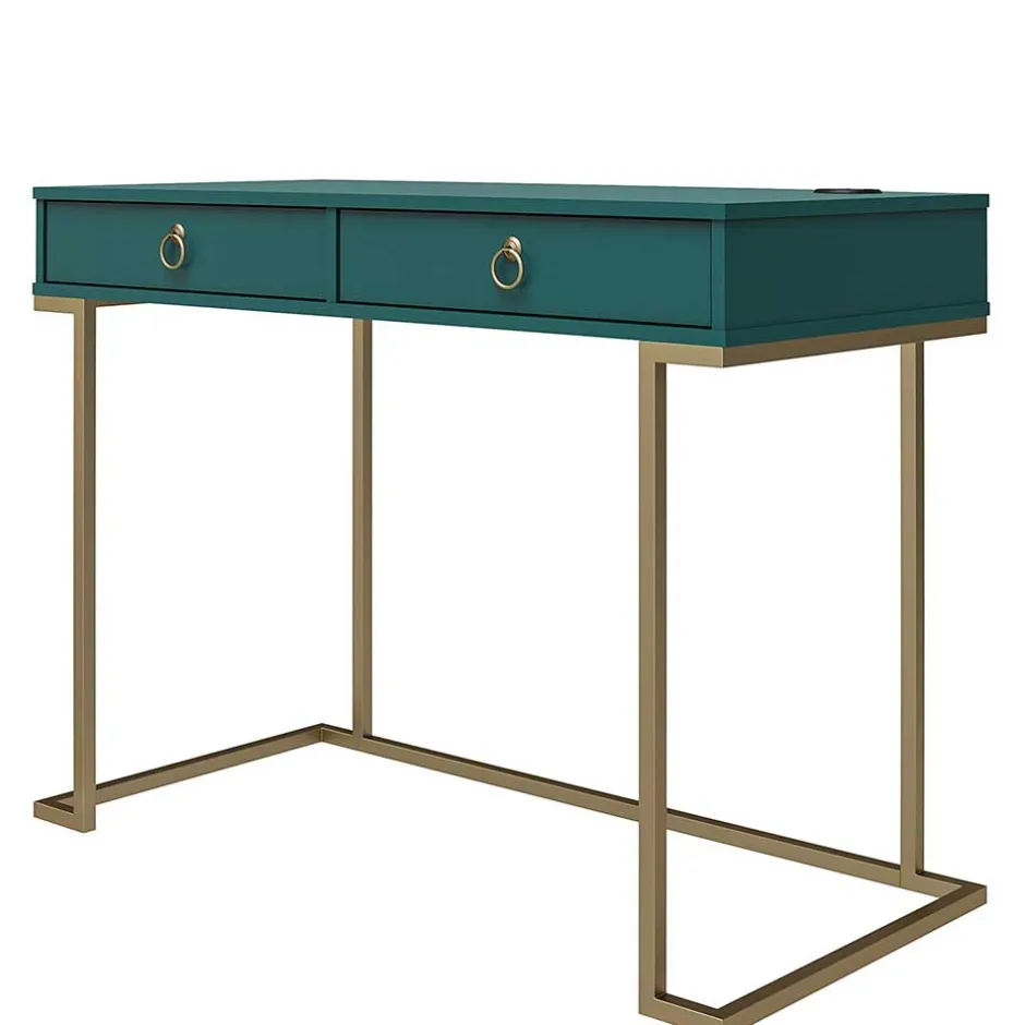 Wohnen Designer Schreibtisch in Petrol und Messing - Belego