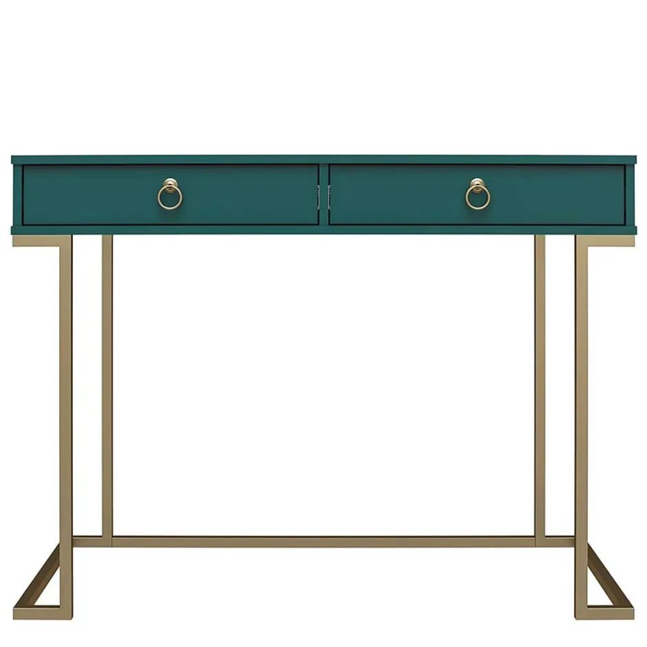 Wohnen Designer Schreibtisch in Petrol und Messing - Belego