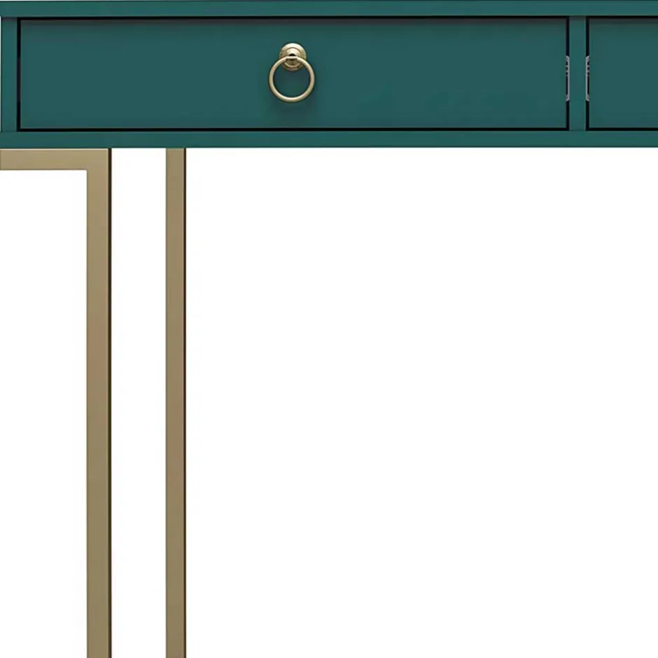 Wohnen Designer Schreibtisch in Petrol und Messing - Belego