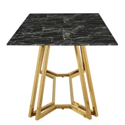 Wohnen Designer Tisch mit Glasplatte in Marmor Optik - Mooney