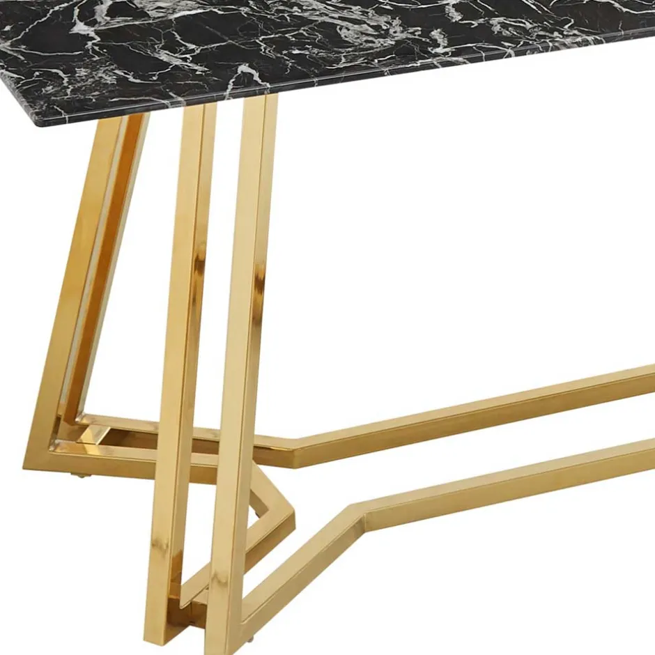 Wohnen Designer Tisch mit Glasplatte in Marmor Optik - Mooney