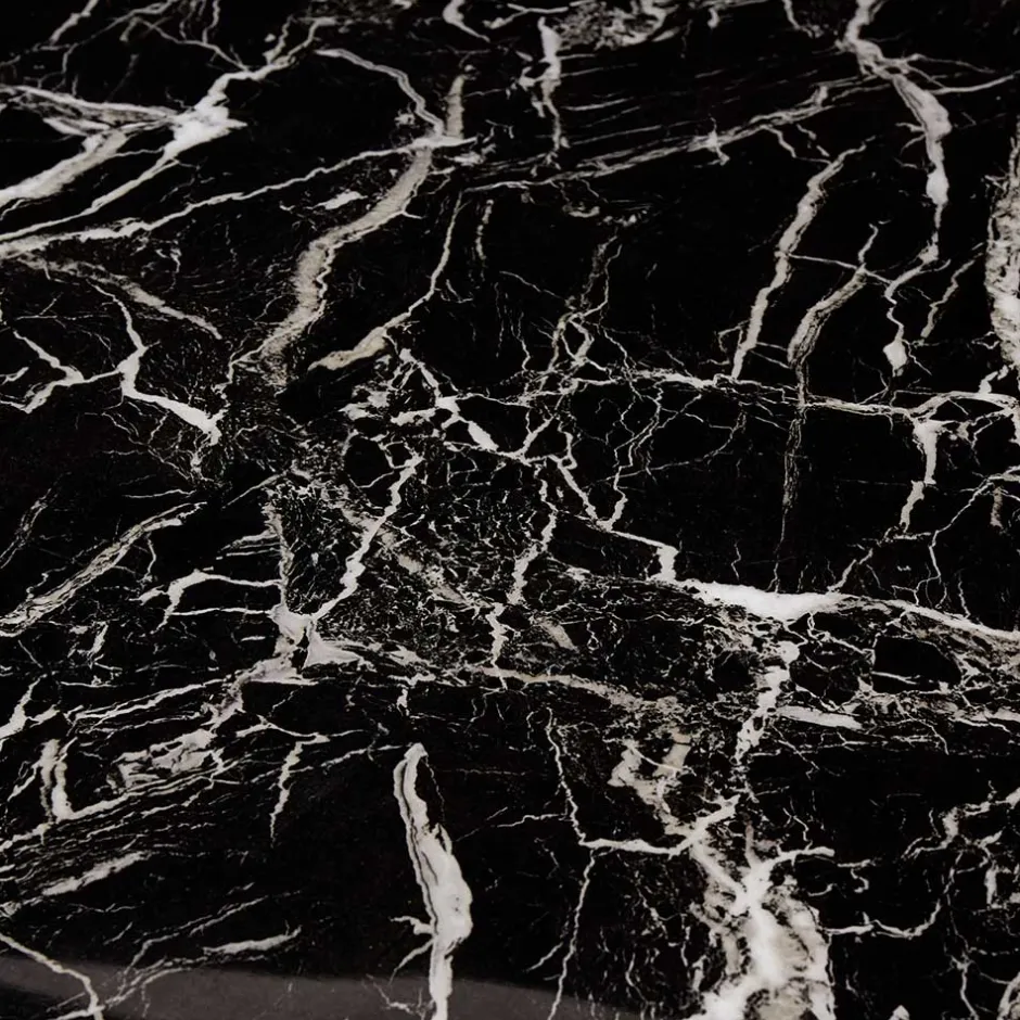 Wohnen Designer Tisch mit Glasplatte in Marmor Optik - Mooney