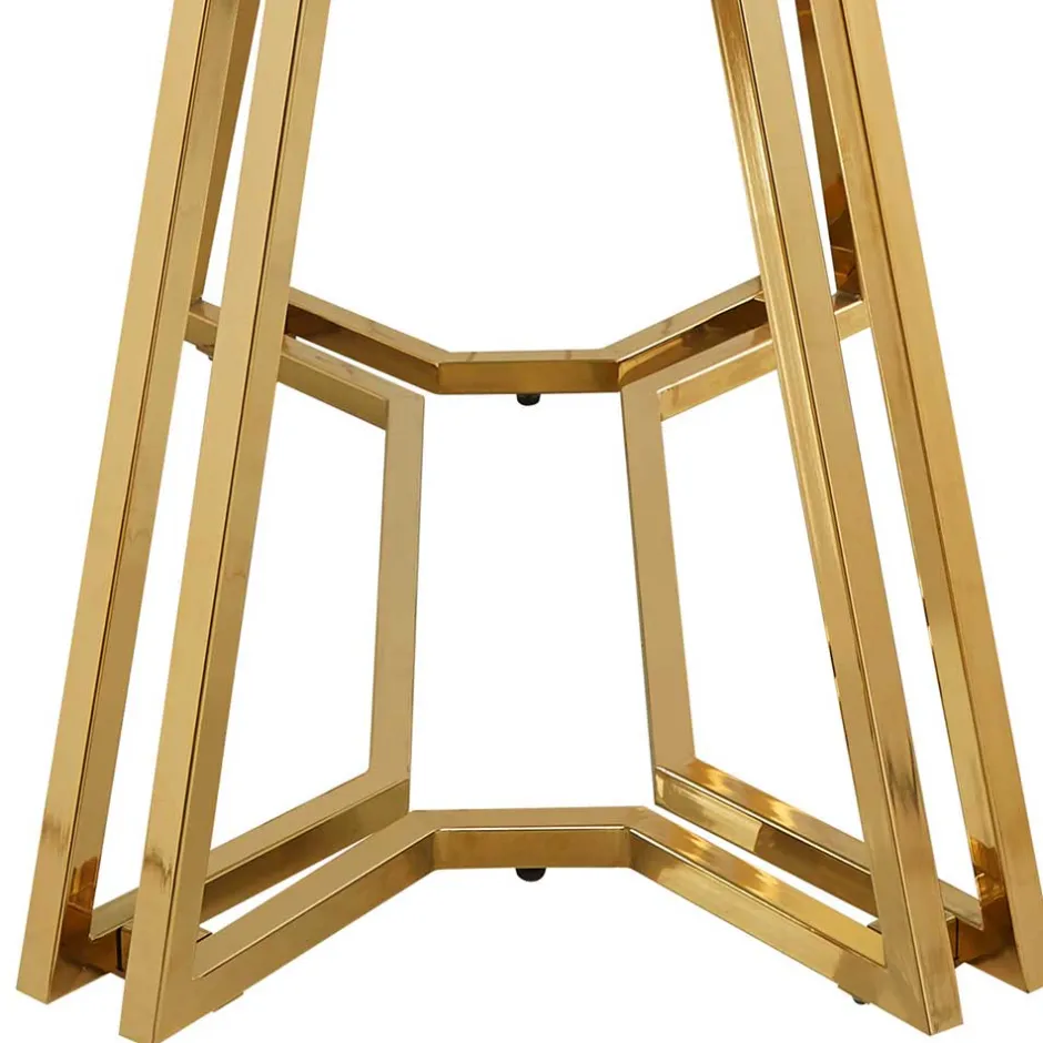 Wohnen Designer Tisch mit Glasplatte in Marmor Optik - Mooney