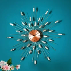 Wohnen Designer Wanduhr in Kupfer mit Acrylglas Steinen - Rodrico