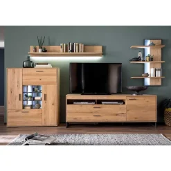 Designer Wohnwand aus Eiche - Assela (vierteilig)^Wohnen Outlet