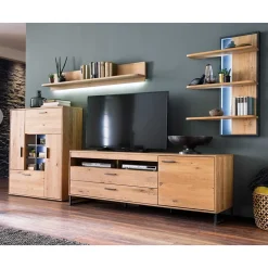 Designer Wohnwand aus Eiche - Assela (vierteilig)^Wohnen Outlet