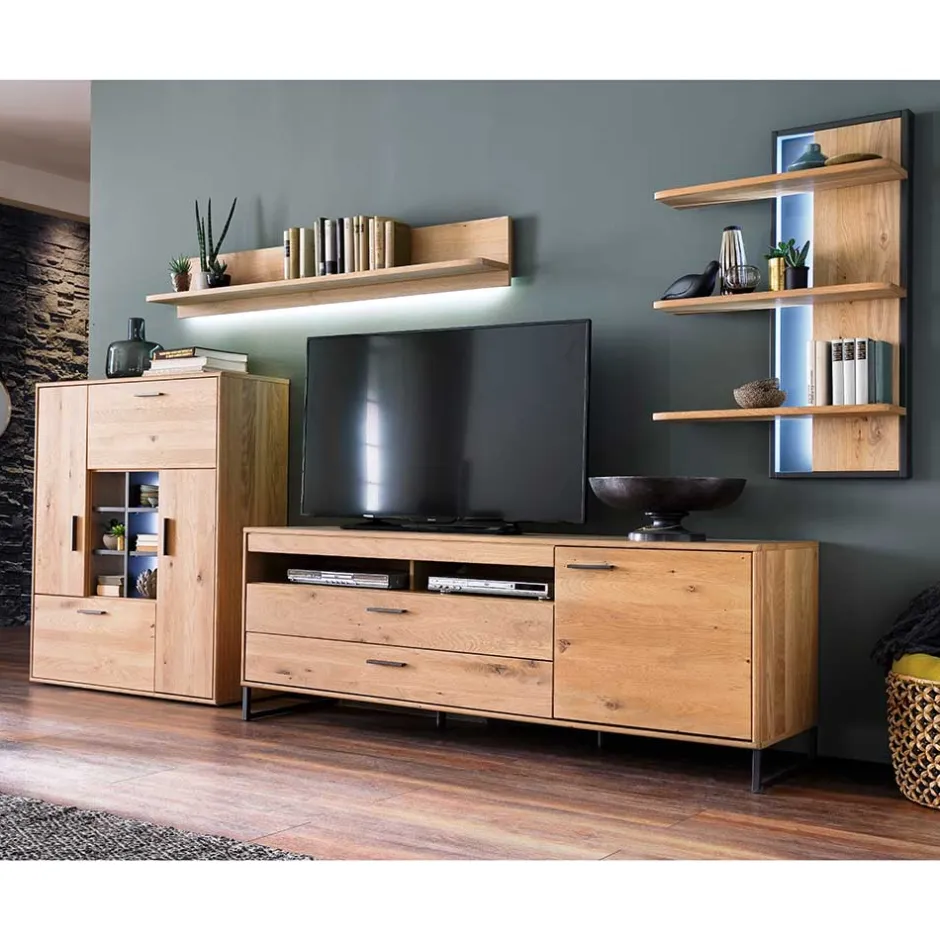 Designer Wohnwand aus Eiche - Assela (vierteilig)^Wohnen Outlet