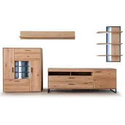 Designer Wohnwand aus Eiche - Assela (vierteilig)^Wohnen Outlet