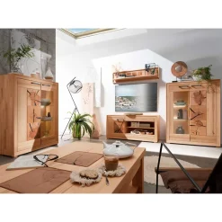 Wohnen Designer Wohnwand aus massiver Kernbuche - Sarosca (vierteilig)