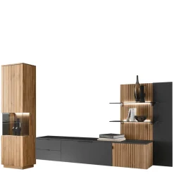 Wohnen Designer Wohnwand Möbel mit LED - Cruzca (dreiteilig)