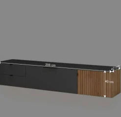 Wohnen Designer Wohnwand Möbel mit LED - Cruzca (dreiteilig)